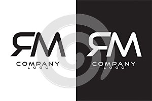 Initial Letter RM, MR Logo Template Vector Design with black and white background