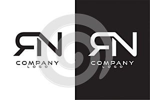 Initial Letter RN, NR Logo Template Vector Design with black and white background