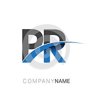 initial letter RP logotype company name colored blue and grey swoosh design. vector logo for business and company identity