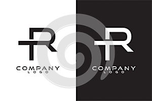 Initial Letter RT, TR Logo Template Vector Design with black and white background