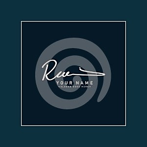 Initial Letter RW Logo - Handwritten Signature Style Logo