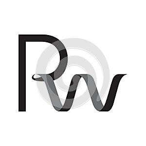 Initial letter RW shaped ribbon