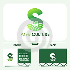 Initial Letter S Agriculture Logo Design Vector Graphic