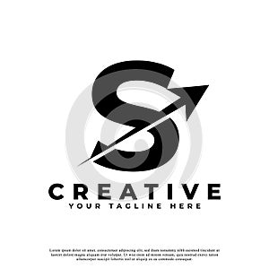Initial Letter S Artistic Creative Arrow Up Shape Logotype. Usable for Business and Branding Logos