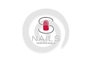 Initial letter S with Nails logo. Vector icon business sign template for beauty industry, nail salon, manicure, boutique, cosmetic