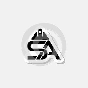 Initial letter SA logo template design isolated on gray background