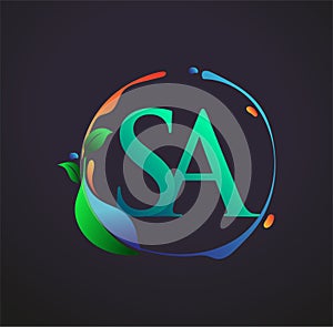 Initial Letter SA With nature elements Logo, colorful nature and environment logo. vector logo for business and company identity