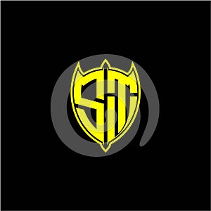 The initial letter of the shield logo S T is yellow