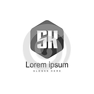 Initial letter SK Logo template design. minimal letter logo