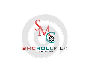 Initial Letter SMC Roll Films Logo Design Vector