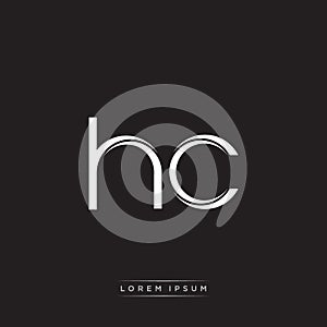 HC Initial Letter Split Lowercase Logo Modern Monogram Template Isolated on Black White