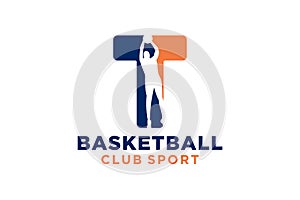 Initial letter T basketball logo icon. basket ball logotype symbol,