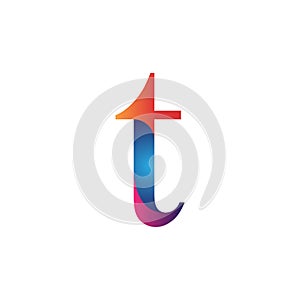 Initial letter t concept logo vector blue orange and purple color