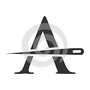 Initial Letter A Tailor Logo, Needle and Thread Combination for Embroider, Textile, Fashion, Cloth, Fabric Template