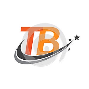 initial letter TB logotype company name colored orange and grey swoosh star design. vector logo for business and company identity