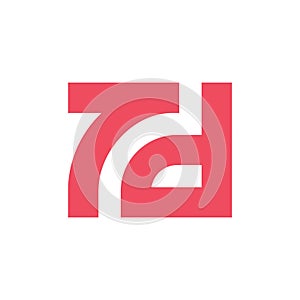 Initial letter Td or 7d logo template, red color typography symbol, square shape monogram - Vector