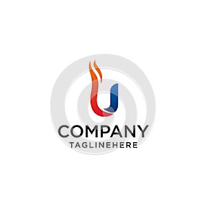 Initial Letter U fire logo design. fire company logos, oil companies, mining companies