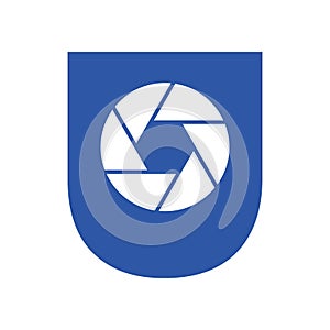 Initial Letter U Photography Logo Camera lens Concept. Photography Logo Combined U Letter Camera Sign Logo