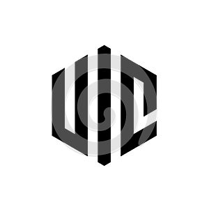 Initial letter UIC hexagonal logo design, black on white background, vector illustration