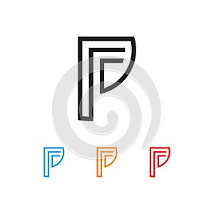 Initial letter unique P line logo vector