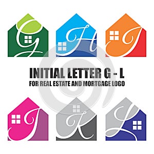 INITIAL LETTER VECTOR SET FOR REAL ESTATE AND MORTGAGE LOGO G TO L