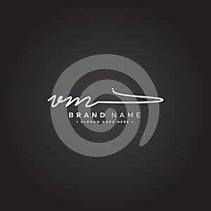 Initial Letter VM Logo - Hand Drawn Signature Logo