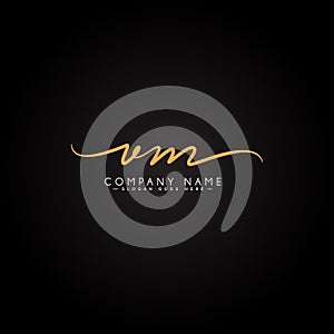 Initial Letter VM Logo - Handwritten Signature Style Logo