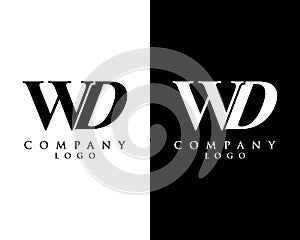 Initial letter WD, DW logotype company name black and white design. vector logo for business and company identity