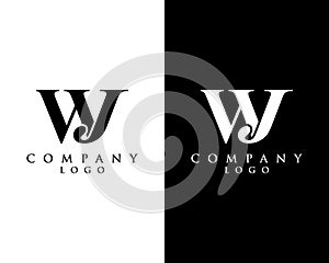 Initial letter WJ, JW logotype company name black and white design. vector logo for business and company identity