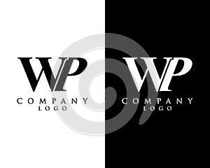 Initial letter WP, PW logotype company name black and white design. vector logo Design for business photo