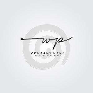 Initial Letter WP Vector Logo Template in handwritten Signature Style photo