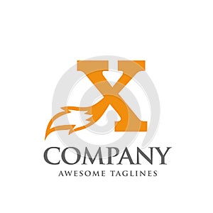 Initial letter x with fox tail Logo photo