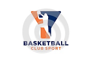 Initial letter Y basketball logo icon. basket ball logotype symbol,