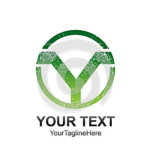 Initial letter Y logo template colored circle green design for b