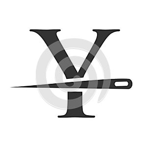 Initial Letter Y Tailor Logo, Needle and Thread Combination for Embroider, Textile, Fashion, Cloth, Fabric Template