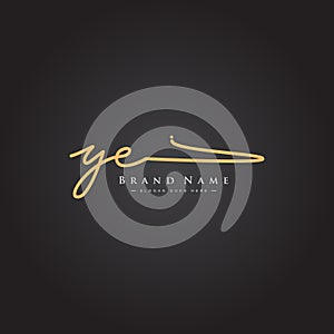 Initial Letter YE Logo - Hand Drawn Signature Style Logo