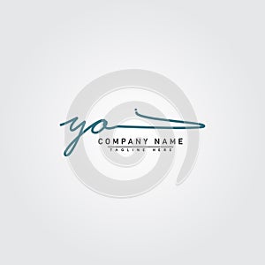 Initial Letter YO Logo - Handwritten Signature Logo