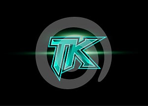 Initial letters TK esport style fit for gaming, twitch, youtube. Vector monogram logo template