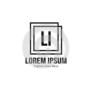 Initial LI logo template with modern frame. Minimalist LI letter logo vector illustration