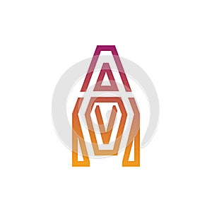 Initial AM line logo design, unique combination of Letter A and M logo template in gradient color style