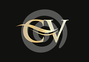 Initial linked letter CV logo design. Modern letter CV logo design vector with modern trendy photo