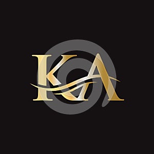 Initial linked letter KA logo design. Modern letter KA logo design vector with modern trendy