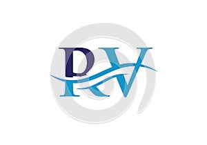 Initial linked letter RV logo design. Modern letter RV logo design vector with modern trendy photo