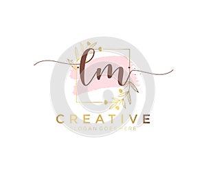 Initial LM feminine logo. Usable for Nature, Salon, Spa, Cosmetic and Beauty Logos. Flat Vector Logo Design Template Element