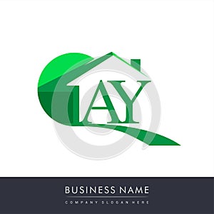 initial logo AY with house icon, business logo and property developer