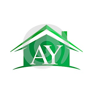 initial logo AY with house icon and green color, business logo and property developer