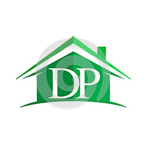 initial logo DP with house icon and green color, business logo and property developer