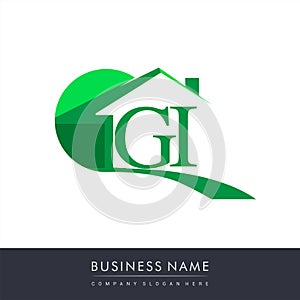 initial logo GI with house icon, business logo and property developer