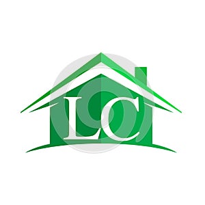 initial logo LC with house icon and green color, business logo and property developer