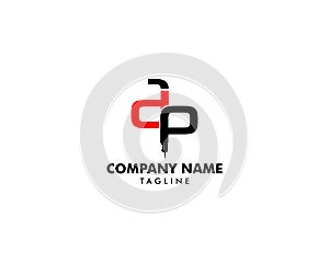 Initial logo letter ADP with icon stone breaker vector design